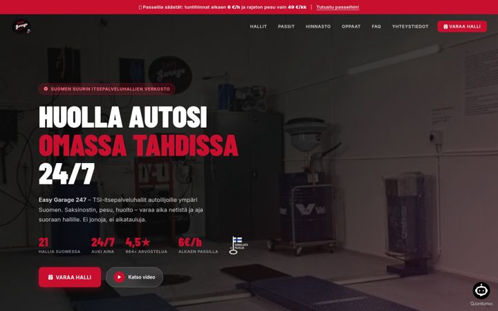 Screenshot di easygarage.fi