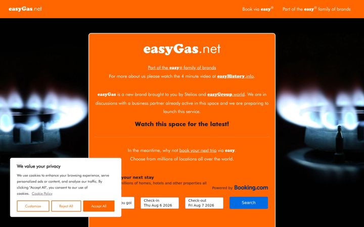 Captură de ecran a easygas.net