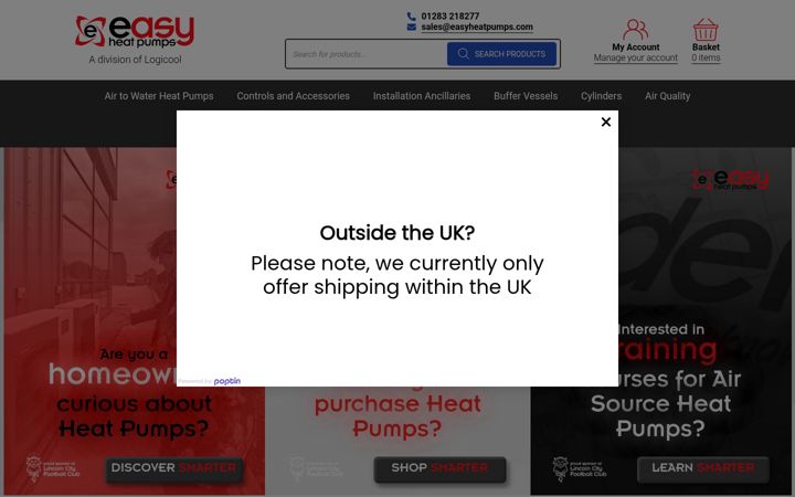Screenshot of easyheatpumps.com