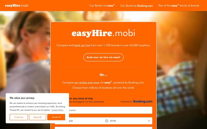 Screenshot of easyhire.mobi