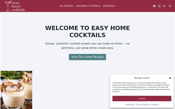 Screenshot of easyhomecocktails.com