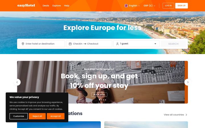 Screenshot of easyhotel.com