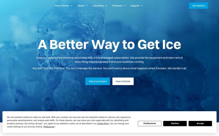 Kuvakaappaus sivustosta easyice.com