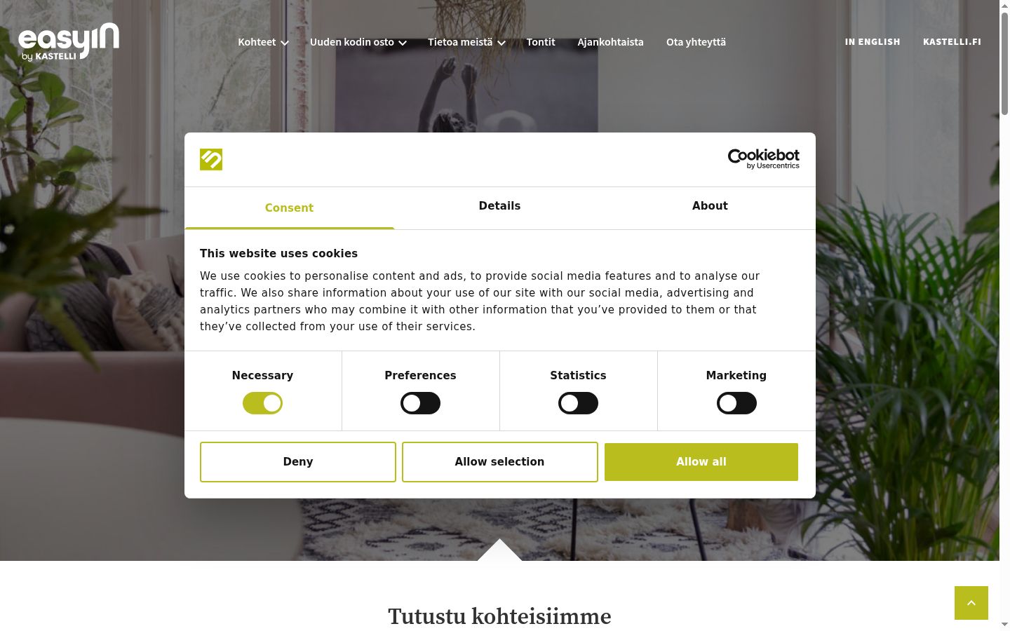 Sutikimo reklamjuostės, rodytos prieš bet kokią sąveiką, ekrano kopija