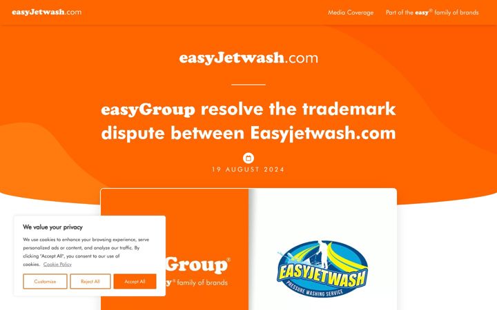 Screenshot of easyjetwash.com