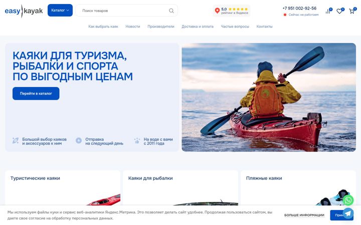 Ekraanipilt saidist easykayak.ru