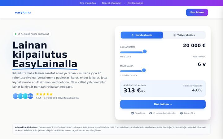Screenshot di easylaina.fi