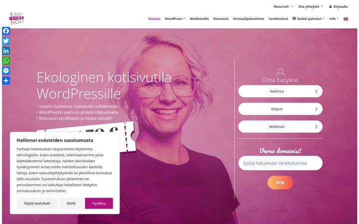 Snímek obrazovky easylinehost.net