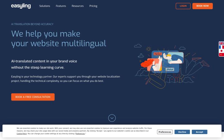 Screenshot of easyling.com