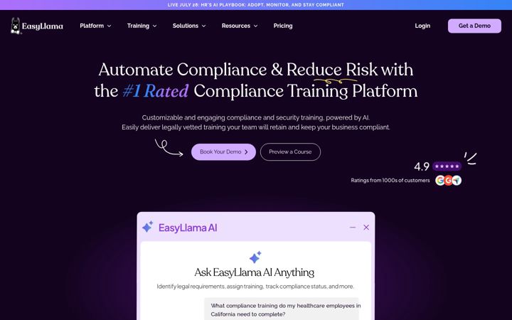 Screenshot of easyllama.com