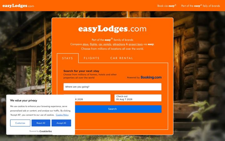 Screenshot of easylodges.com