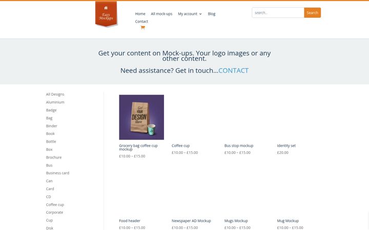 Screenshot of easymockups.co.uk