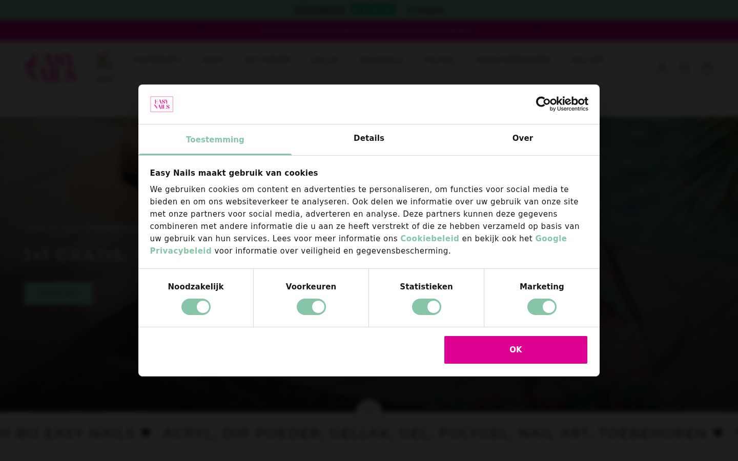 Captura de pantalla del banner de consentimiento mostrado antes de cualquier interacción