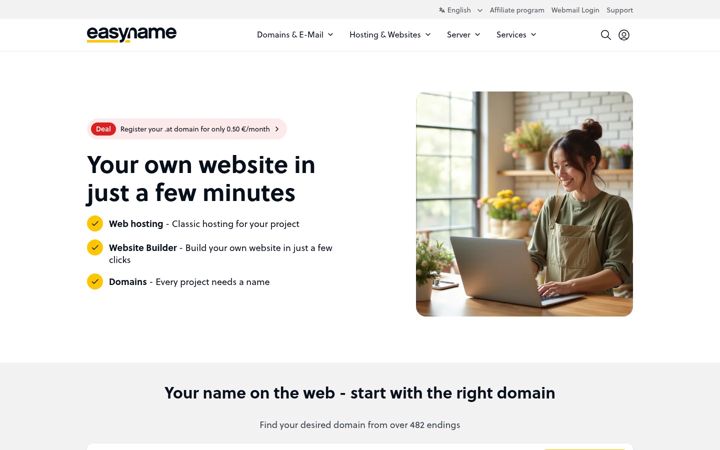 Screenshot of easyname.at