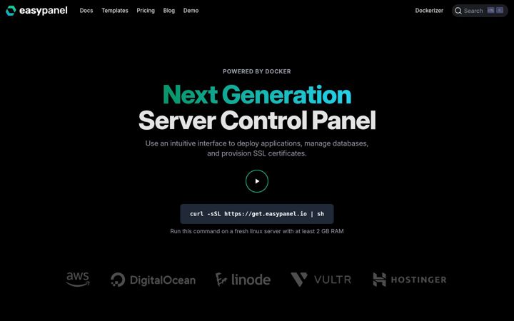 Screenshot of easypanel.io