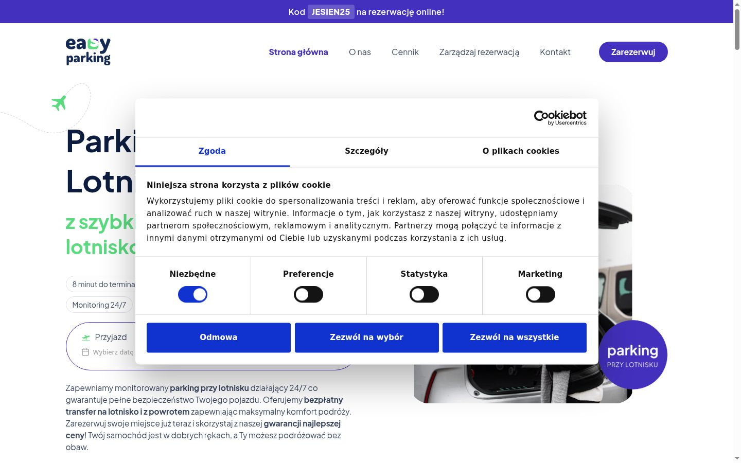 Captura de ecrã do banner de consentimento apresentado antes de qualquer interação