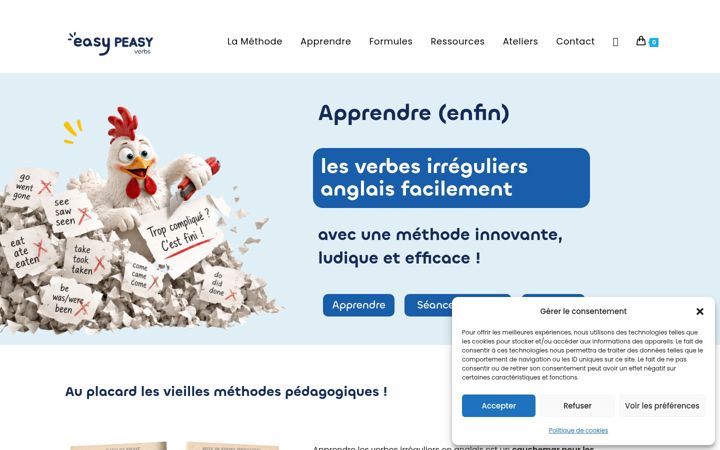 Screenshot of easypeasyverbs.fr