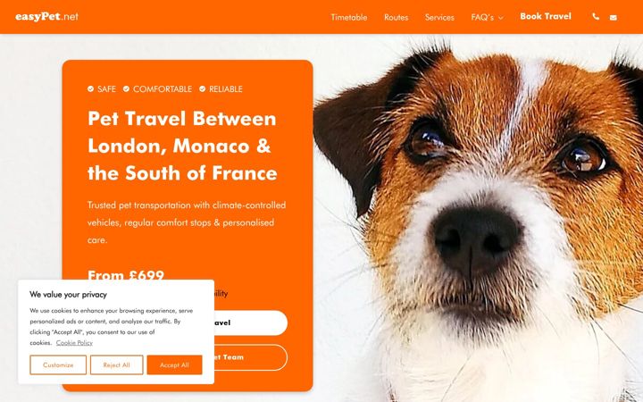 Captură de ecran a easypet.net