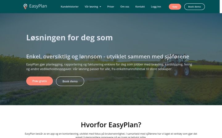 Captura de ecrã de easyplan.no