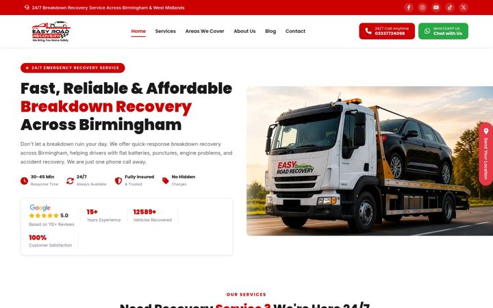 Screenshot of easyroadrecovery.co.uk