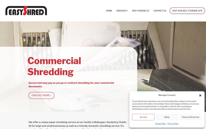 Skärmbild av easyshred.ie