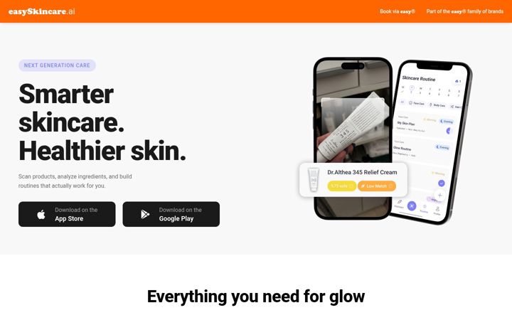 Screenshot ta' easyskincare.ai