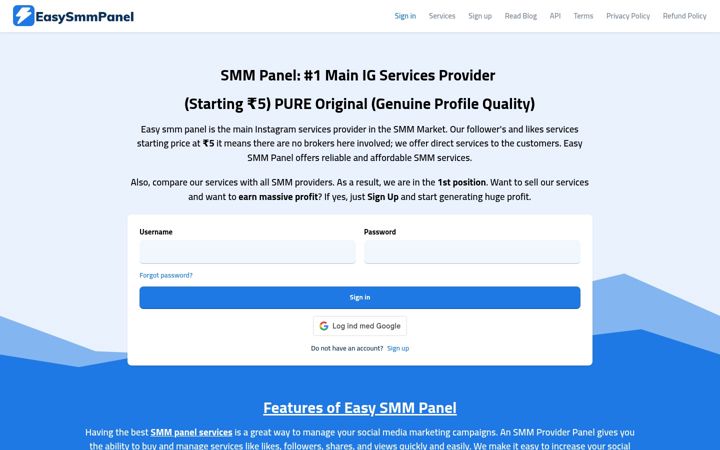 Screenshot of easysmmpanel.com