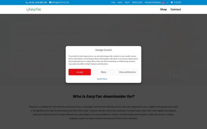 Captura de ecrã de easytac.uk