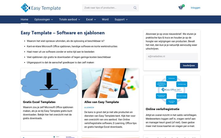 Screenshot di easytemplate.nl