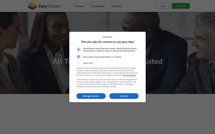 Screenshot of easytenders.co.za