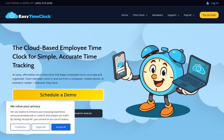 Screenshot of easytimeclock.com