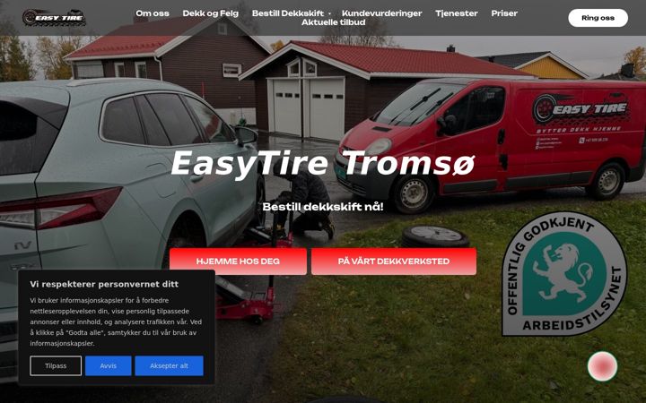 Captura de ecrã de easytire.no