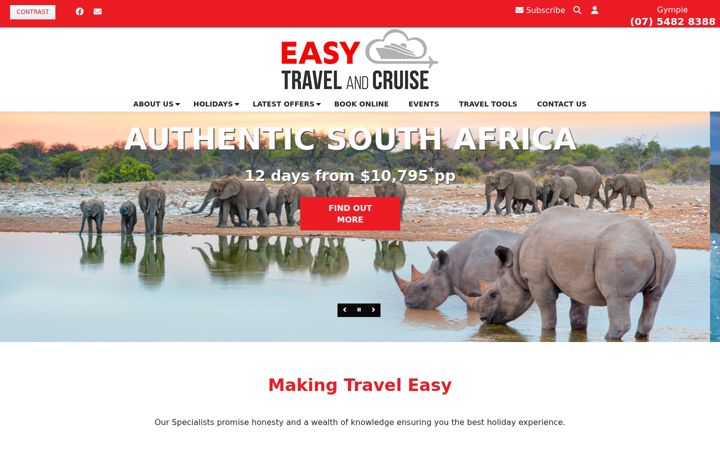 Screenshot van easytravelandcruise.com.au