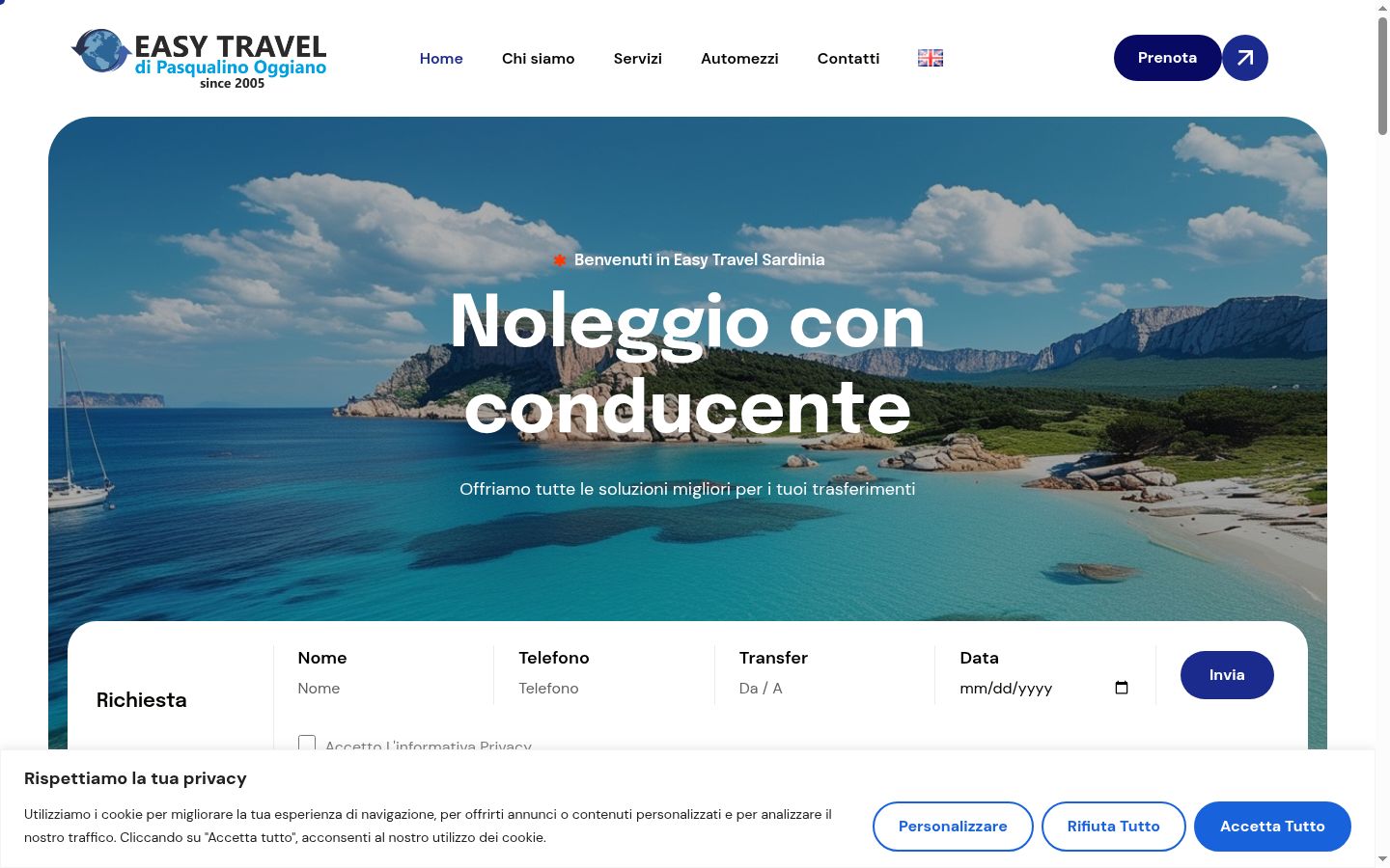 Screenshot del banner di consenso mostrato prima di qualsiasi interazione