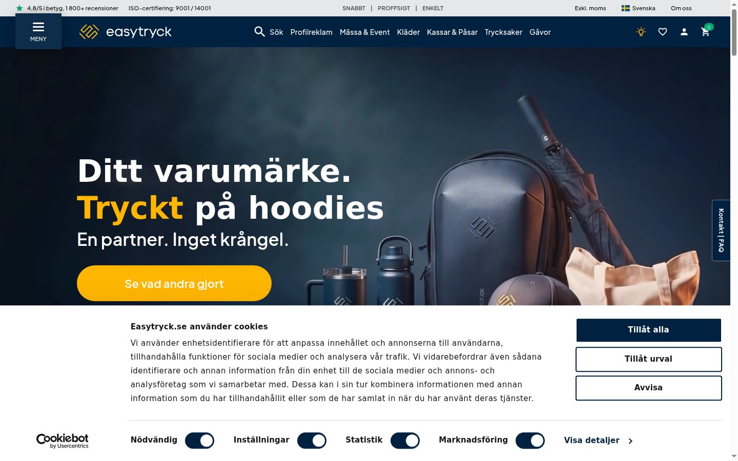 Screenshot del banner di consenso mostrato prima di qualsiasi interazione
