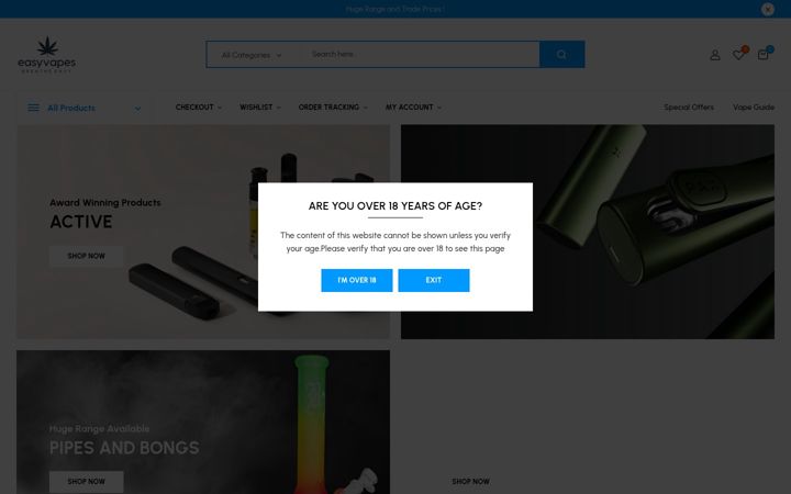 Screenshot of easyvapes.co.uk