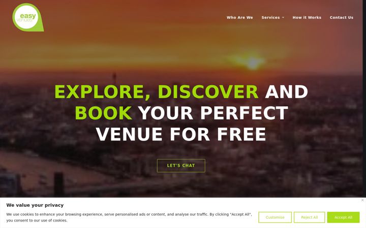 Screenshot of easyvenues.co.uk