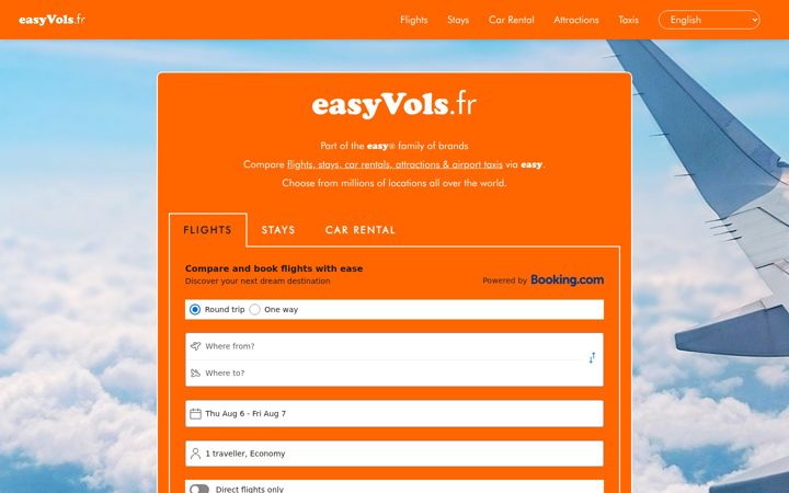 Posnetek zaslona easyvols.fr