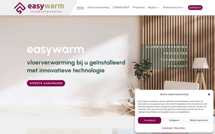 Screenshot di easywarm.nl