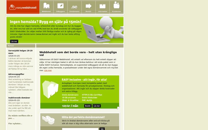 Screenshot of easywebbhotell.se