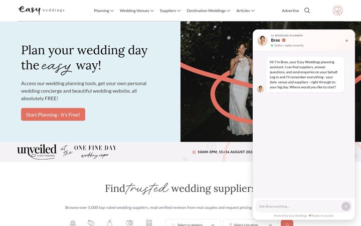Screenshot of easyweddings.com.au