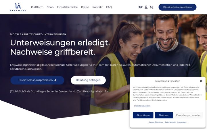 Screenshot of easywize.com