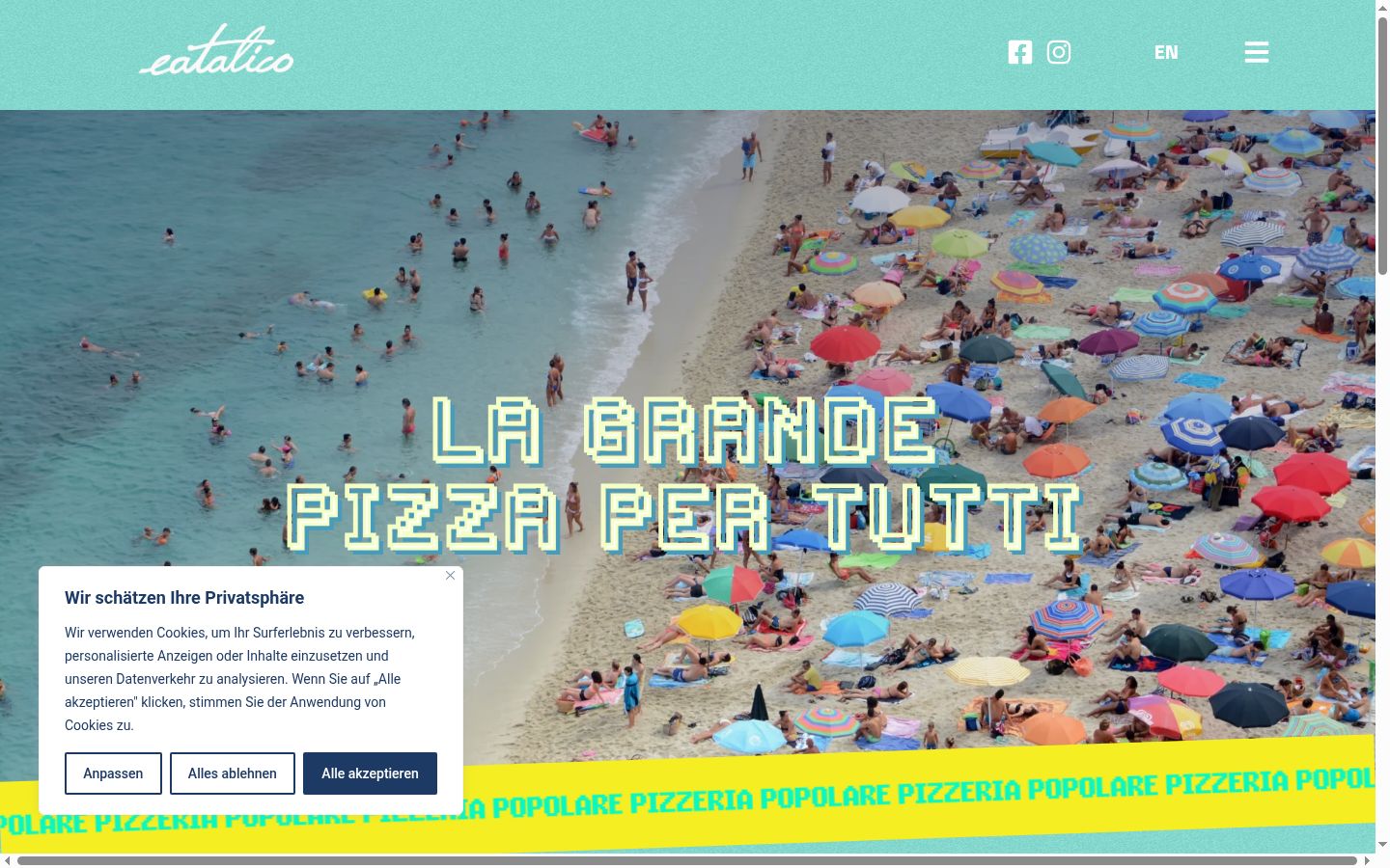 Screenshot del banner di consenso mostrato prima di qualsiasi interazione