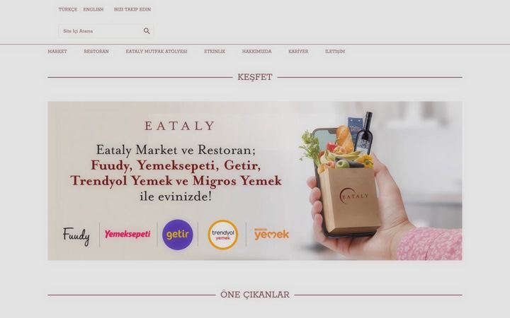 Captură de ecran a eataly.com.tr