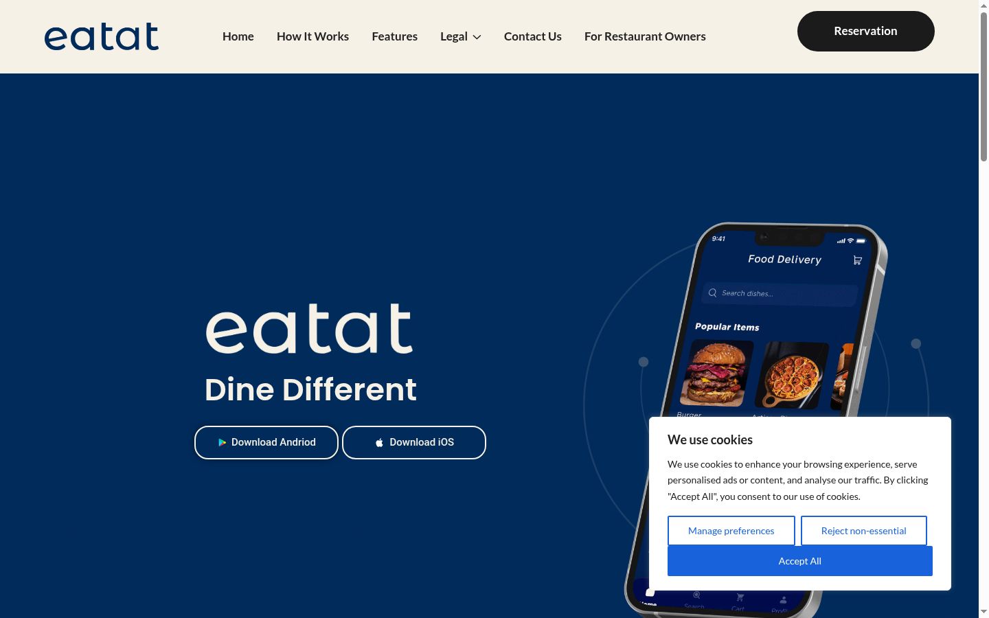 Captura de ecrã do banner de consentimento apresentado antes de qualquer interação