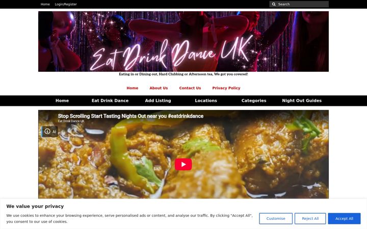 Captura de ecrã de eatdrinkdance.co.uk