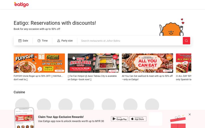 Screenshot of eatigo.com