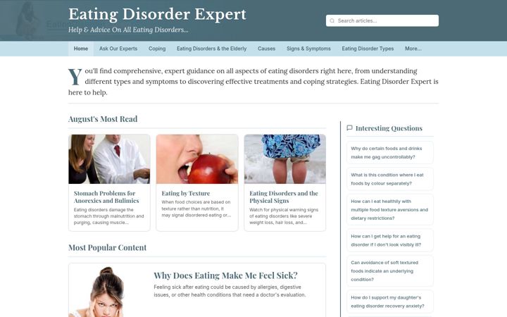 Screenshot of eatingdisorderexpert.co.uk