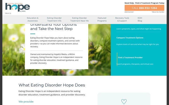 Skærmbillede af eatingdisorderhope.com
