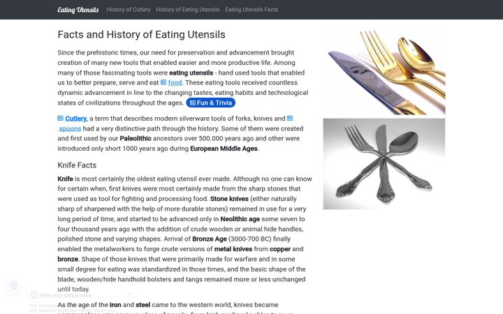 Ekrano kopija eatingutensils.net
